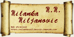 Milanka Miljanović vizit kartica